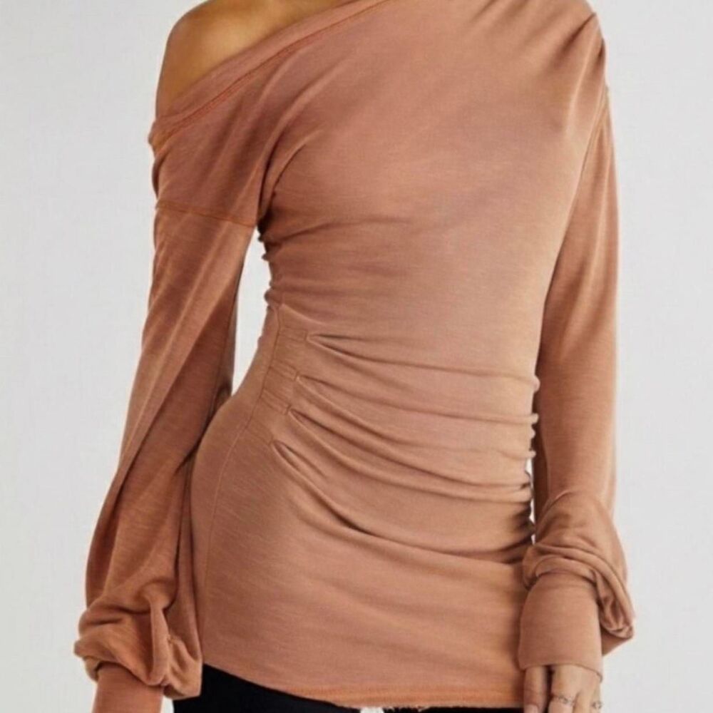 Free-people Women's Orange and Brown Blouse